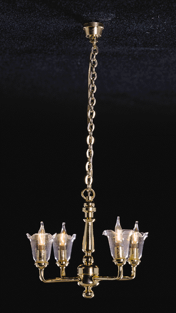 CK3002 4 Up-Arm Clear Tulip Shade Chandelier by Cir-Kit 