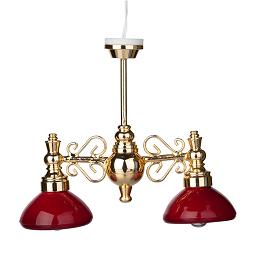 HW2555 Snooker Table Lamp Red Shades by Houseworks