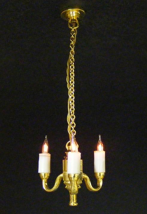 CK2302 1/2 inch scale 3-Arm Colonial Chandelier by Cir-Kit