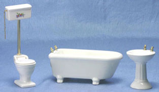 CLA91303 White Victorian Ceramic Top Flush Bathroom Set by Classics