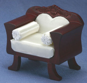 CLA10697 Mahogany with Cream Fabric Chair by Classics