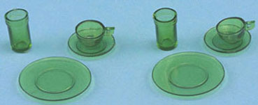 CB129G - Dishes, Green, 8/Pc