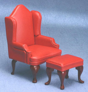 CLA10878 Mahogany/Red Chair with Ottoman by Classics