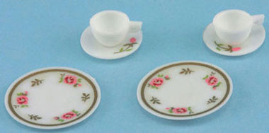 CB099P - Decorated Dishes, Pink, 6/Pc