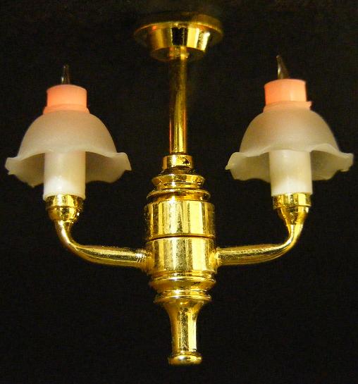 CK2304 1/2 inch scale 2-Arm Bell Shade Chandelier by Cir-Kit