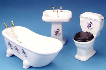 CLA01231 White w/Floral Decal Bathroom Set by Classics