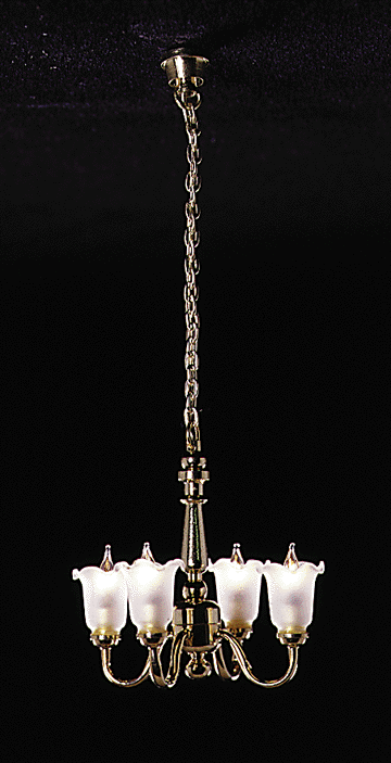 CK3003 4 Up-Arm Frosted Tulip Shade Chandelier by Cir-Kit