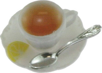 CB171 - Cup Of Hot Tea with Lemon On Saucer with Spoon