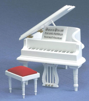 CLA91405 White Baby Grand Piano with Stool by Classics 