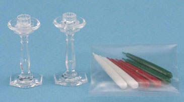 CB76 - Crystal Candlesticks (2) With Candles