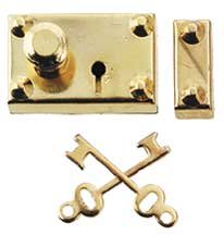 HW1134 Brass Americana Lock w/2 K by Houseworks