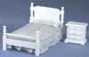 CLA91655 White Bed & Night Stand by Classics