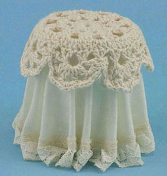 CB126I - Lace Top Skirted Table, Ivory