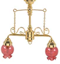 HW2534 2-Arm Ornate Chandlier/Pink Shade by Houseworks