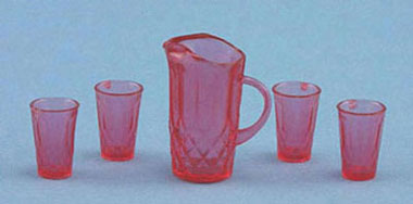 CB092C - Cranberry Pitcher with 4 Tmblr, Kit