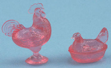 CB152P - Rooster/Hen Candy Dishes, Pink