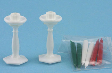 CB71 - White Candlesticks (2) With Candles