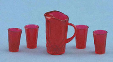 CB88R - Pitcher with 4 Glasses, Red