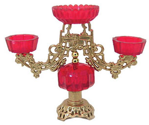 CB163 - Epergne, 3 Red Bowls