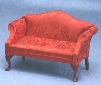 CLA10876 Mahogany/Red Queen Anne Loveseat by Classics