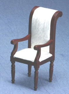 CLA10849 Mahogany Arm Chair with White Fabric by Classics