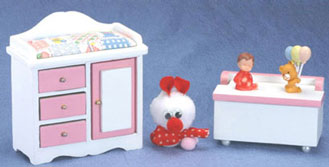 CLA91693 White/Pink Changing Table & Toy Box by Classics