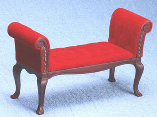 CLA10841 Mahogany Settee with Red Velour Fabric by Classics