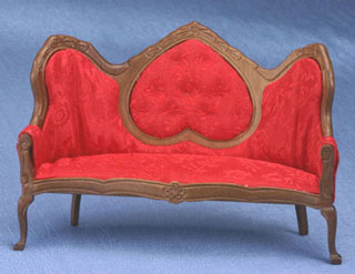 CLA10475 Walnut/Raspberry Heartback Sofa by Classics