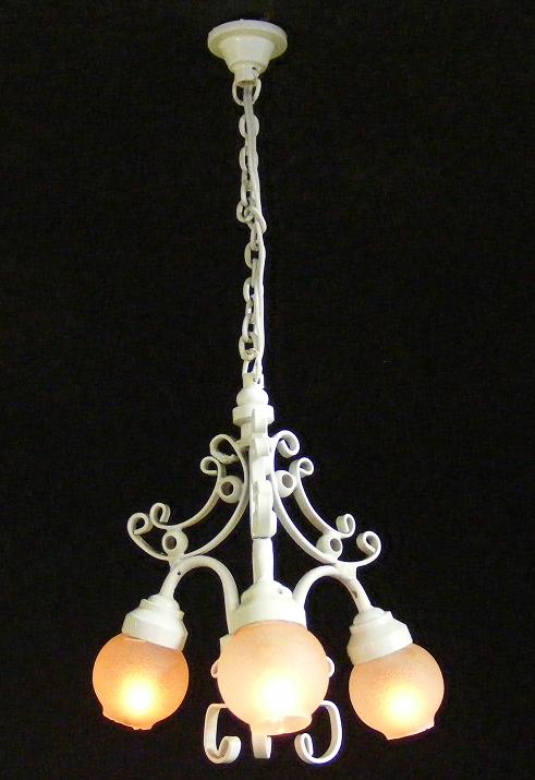 CK3012 White 3-Arm Filigree Chandelier by Cir-Kit