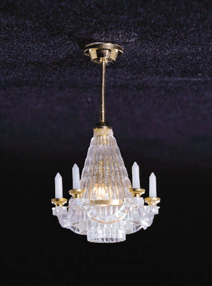 CK3384 Brass Downrod Crystalene Chandelier by Cir-Kit