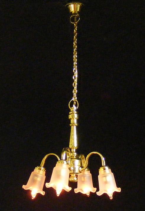 CK3017 4 Down-Arm Frosted Tulip Chandelier by Cir-Kit