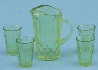 CB88G - Pitcher with 4 Glasses, Green