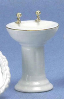 CLA01213 White Pedestal Sink with Gold Trim by Classics