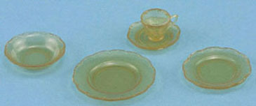 CB132A - Depression Dish Set, 5Pc, Amber