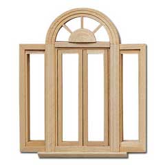 HWH5049 1/2 inch scale Circlehead Dbl. Casement Window by Houseworks